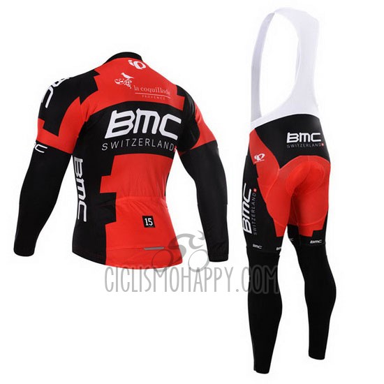 BMC Cycling Jersey Bib Tight 2015 Long Sleeve Black and Red